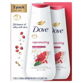 Dove Rejuvenating Gentle Women's Body Wash All Skin Type, Pomegranate & Hibiscus, 20 fl oz Twin Pack