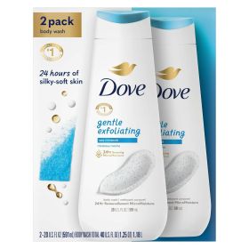 Dove Gentle Exfoliating Long Lasting Women's Body Wash All Skin Sea Minerals, 20 fl oz Twin Pack