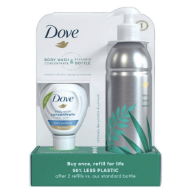 Dove Daily Moisture Body Wash Refill Concentrate & Reusable Aluminum Bottle - 4 fl oz/Makes 16 fl oz