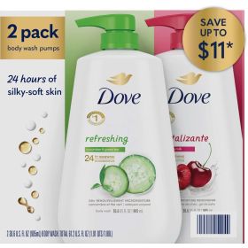 Dove Refreshing Body Wash, Cucumber Green Tea and Cherry Chia Milk, 30.6 oz., 2 pk