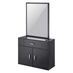 VEVOR Salon Storage Cabinet, Wall Mounted Barber Salon Station for Hair Stylist, Hair Stylist Station Set, with 3 Sleeves, A Mirror