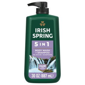 Irish Spring 5 in 1 Mens Body Wash Pump, Body Wash for Men, 30 Oz Pump