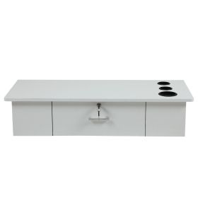 Classic Wall-Mounted Styling Station with Drawer and Tool Holes, Vanity Table, Dressing Table, Equipment for Barber Beauty Spa Salon Shops, White